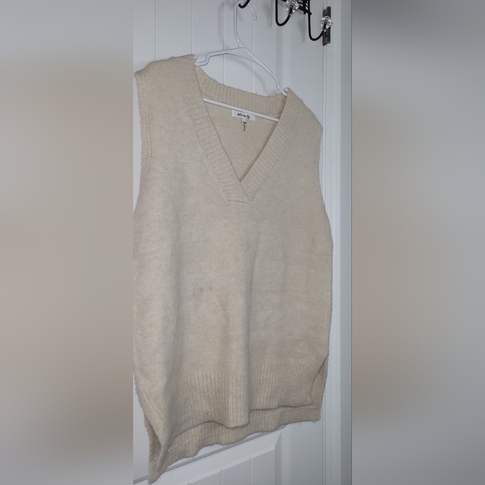 Beige V-Neck Sweater Vest